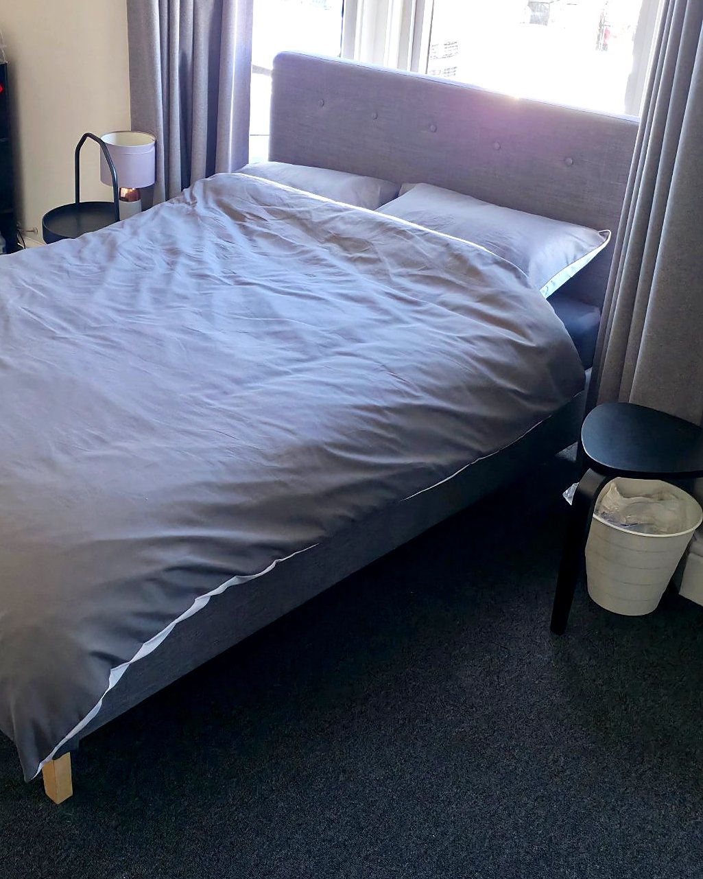 Bright bedroom with a double bed